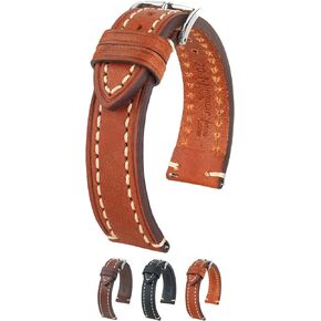 Hirsch Liberty Artisan Calf Leather Watch Band - 18mm, 20mm, 22mm, 24mm - Handpicked Saddle Natural Grain Leather - Quick Release Watch Strap