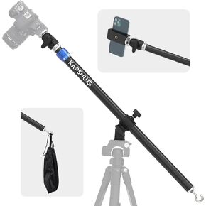 Overhead Tripod Extension Arm w/ 360-degree Ball Head, 22-37.8 Inch Aluminum Overhead Camera Mount Smartphone Mount, Horizontal Retractable Center Column