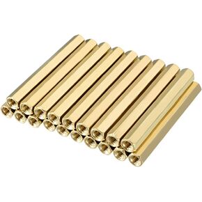 uxcell 20pcs Brass Straight PCB Pillar Female Thread Hex Standoff Spacer M3x5x40mm