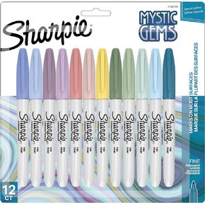 Sharpie Permanent Markers, Mystic Gem Special Edition, Fine Point, Assorted Colors, 12 Count