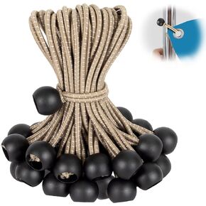 Ball Bungee Cords 4 Inch,50 PCS Tarp Bungee Ball Tie Heavy Duty Canopy Tarp Tie Ball Cords for Camping, Shelter,Cargo,Projector Screen,Tent Poles with UV Resistant