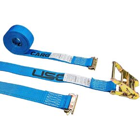 US Cargo Control E-Track Ratchet Straps (2-Pack), 2 Inch x 20 Foot Heavy Duty Blue E-Track Straps with Spring E-Fittings, 1,467 lbs. Working Load Limit, Logistic Ratchet E Track Straps for Cargo Vans