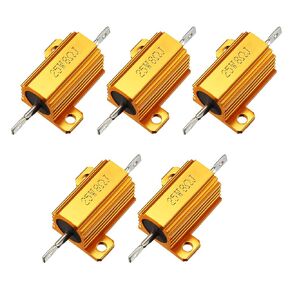uxcell 25W 8 Ohm 5% Aluminum Housing Resistor Screw Tap Chassis Mounted Aluminum Case Wirewound Resistor Load Resistors Gold Tone 5 pcs