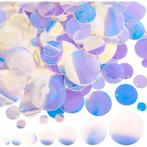 PH PandaHall 340pcs Loose Sequins, 7 Sizes Rainbow Spangles Paillettes Iridescent Applique Transparent Embellishment Sequins for Embroidery Bridal Arts Crafts Jewelry Making