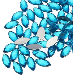 MECCANIXITY 200PCS Acrylic Horse Eye Gems 4x8mm Flat Back Artificial Rhinestones for DIY Crafts Bead Wedding Party Face Painting Jewelry Making Green