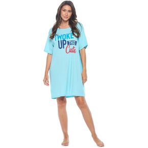 Casual Nights Short Sleeve Nightgowns for Women - Sleep Shirts Soft Cotton Blend Oversized One Size Dorm Night Shirts
