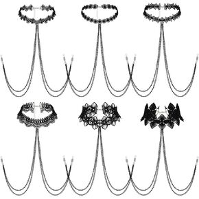 6 Pcs Nipple Chain Non Piercing Bra Body Chain with Choker Necklaces Fake Nipple Chains Women Body Jewelry