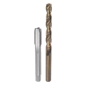 uxcell Tap & Bit Sets, M10 x 1 H2 Straight Flute Machine Thread Milling Tap, 9mm M35 Cobalt High Speed Steel (HSS-CO) Twist Drill Bit