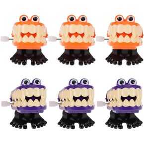 Amosfun 6pcs Chattering Teeth Walking Teeth with Eyes Wind Up Toys Halloween Party Favors Halloween Christmas Birthday Gift for