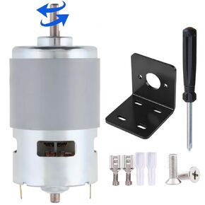 775 DC Motor 12V-24V DC Motor High Torque DC Motor 10000-20000 RPM Dual Ball Bearings Quiet Power Wheels Motor Upgrade DC Motor（with Bracket） (2Pack - D Shaft Motors)