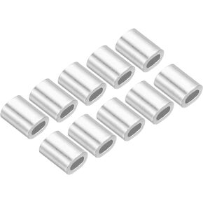 100 Pack Aluminum Crimping Loop Sleeve Oval - 1mm Wire Rope Fastener Apply for Garden Fence (5mm)