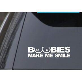 Boobies Make Me Smile 5" Vinyl Decal Sticker Perfect for car Laptop Window Wall yeti Cup