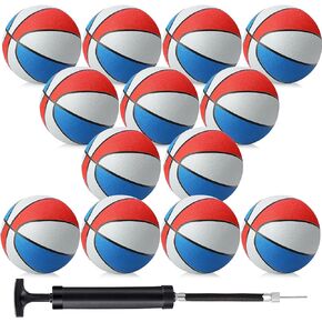 Jerify 12 Pieces Basketballs Bulk Official Size 7 Rubber Basketballs 29.5 Rubber Inflatable Basketballs with Pump Indoor Outdoor Basketballs Bulk Standard Basketball for Training Play