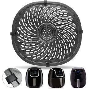 قطع غيار مقلاة الهواء لمقلاة الهواء PowerXL Vortex 7 QT، بيضاوية مقاس 10.1 بوصة * 9.3 بوصة ملحقات مقلاة الهواء المصنوعة من الفولاذ المقاوم للصدأ بدرجة الغذاء ومقلاة الشواية ولوحة الشواء ورف صينية الأطباق مع مصدات مطاطية