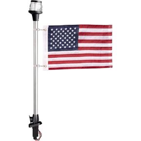 Young Marine All-Around LED Navigation Light with 2-Pin Standard Pole, 24" with Base and Flag