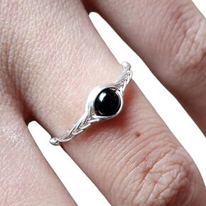 Black tourmaline ring sterling silver rings for women handmade by GRB ROY (5)
