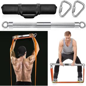 DASKING Detachable Resistance Bands Bar 30"/35.4"/38.5" Length Workout Bar Exercise Bar Max Load 500LBS for Home Gym Workout Full Body Workout Power Lifting Fitness Bar
