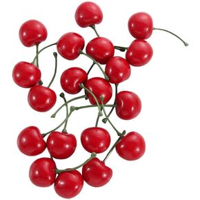 20Pcs Artificial Cherries, Lifelike Red Cherries, Fake Cherries for Home Kitchen Party Decoration Photography Prop