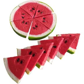 12 Pack Realistic Simulation Fake Watermelon Plastic Artificial Watermelon Slices, Lifelike Watermelon Fruit Model for Home Party Photography Props Decoration (Red)