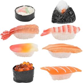 HUIANER Fake Sushi 8Pcs Artificial Food Realistic Onigiri Dessert Simulation Sushi Model Food for Decoration Display Props Model Rice Roll
