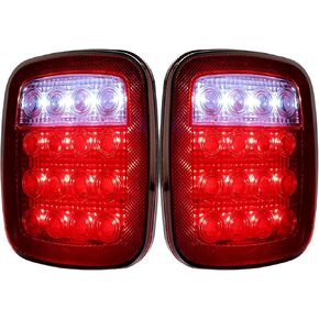 أضواء ذيل المقطورة 16 أضواء مقطورة شاحنة LED مع عكس، مجموعة مصابيح احتياطية لفرامل الذيل الخلفي العالمي للمقطورات وRVs والشاحنات الصغيرة وسيارات الدفع الرباعي Wrangler CJ YJ TJ JK in Kuwait