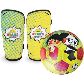 Franklin Sports Ryan's World Kids Soccer Set - Soccer Ball and Youth Shin Guard Set - Perfect Soccer Starter Set for Kids, Blue