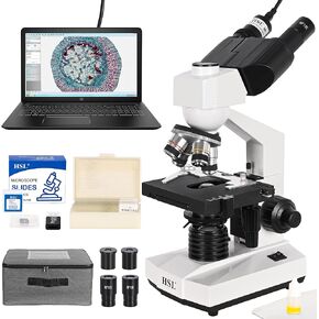 HSL 40X-2500X Compound Binocular Microscope Profesional,3MP USB Camera Electron microscopes for Adults Student Educate,Biological lab microscopio 1000x 400X Mechanical Stage Digital abbe Condenser
