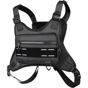 Sports Chest Bag for Men & Women, Water Resistant Lightweight Front Chest Pack, Running Vest Bag Built-In Phone Holder & Extra Storage For Outdoor Activities, Motorcycle Cycling