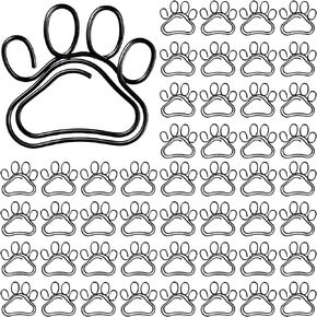 Sabary 50 Pcs Paw Paper Clips Mini Cute Dog Shape Paper Clips Dog Lover Gifts Cat Paw Clips Fun Paperclips Animal Bookmark for Work School Kids Students Teachers Office Supplies(Black)