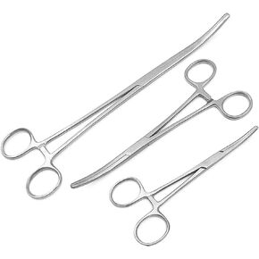 Set of 3 Pean Hemostat Curved 6" 8" 10" Forceps Tongs Full Serrated Stainless Steel (AAPro Brand)