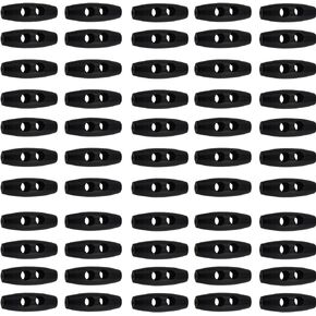 TAODAN 50PCS Toggle Button Cowl Button Sewing Button Sweater Jacket Button Black Olive Wooden Button for DIY Making Knitting Scrapbooking and Sewing