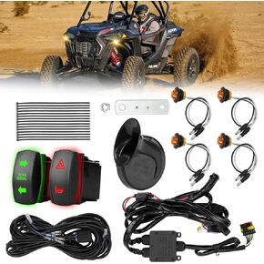 Pre-wired UTV ATV Turn Signal Kit, Universal Street Legal Kit with Horn/Hazard/Blinker Rocker Switch, Plug-and-play Design, Compatible with Polaris RZR, Can-Am, Kawasaki, Pioneer, CFMOTO