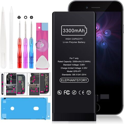 بطارية بديلة لهاتف iPhone 7، دورة 0 جديدة ذات سعة عالية للطراز A1660 A1778 A1779 مع مجموعة أدوات إصلاح كاملة وتعليمات in Kuwait