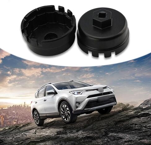 قطعة واحدة من مفتاح فلتر زيت السيارة، أداة إزالة فلتر الماكينة شديدة التحمل، مفتاح عنصر الفلتر 64 مم 14 فتحة غطاء فلتر الزيت، متوافق مع محرك 2.5-5.7 لتر لكزس هايلاندر (أسود) in Kuwait