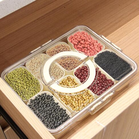 Yuroochii Divided Serving Tray with Handle - Lid & Removable Snack Box 8 Compartment Fruit Container Food Storage Snackle Lunch Organizer Fridge Platter Charcuterie Holder for Travel Candy Party Salad in Saudi Arabia