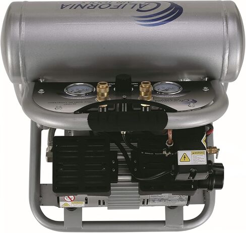 كاليفورنيا اير تولز 4610ACH فائقة الهدوء وخالية من الزيوت 1.0 حصان، 4.6 جالون. ضاغط هواء بخزان مزدوج من الألومنيوم مع خرطوم هواء هجين مقاس 25 بوصة in Kuwait