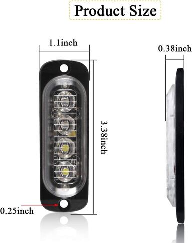 Sidaqi Universal 12-24V أضواء تحذير ستروب للطوارئ 6 LED 12W سطح جبل منارة تحذير من المخاطر أضواء وامضة شريط ضوء للمركبات على الطرق الوعرة، ATVs، شاحنة - 4 قطع (أحمر وأزرق) in Kuwait