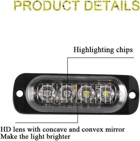 Sidaqi Universal 12-24V أضواء تحذير ستروب للطوارئ 6 LED 12W سطح جبل منارة تحذير من المخاطر أضواء وامضة شريط ضوء للمركبات على الطرق الوعرة، ATVs، شاحنة - 4 قطع (أحمر وأزرق) in Kuwait