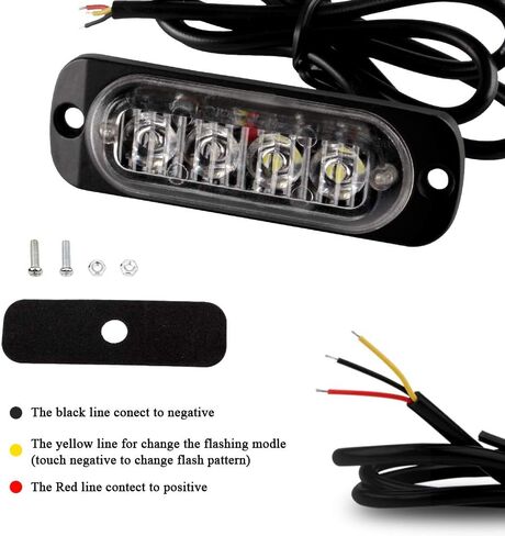 Sidaqi Universal 12-24V أضواء تحذير ستروب للطوارئ 6 LED 12W سطح جبل منارة تحذير من المخاطر أضواء وامضة شريط ضوء للمركبات على الطرق الوعرة، ATVs، شاحنة - 4 قطع (أحمر وأزرق) in Kuwait