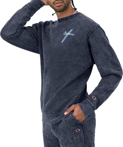Champion Men'S Sweatshirt, Mineral Dye Graphic Crewneck Sweatshirt, Men'S Pullover Sweatshirt in Saudi Arabia