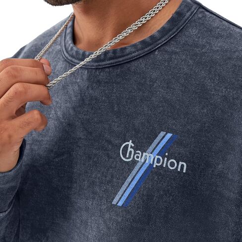 Champion Men'S Sweatshirt, Mineral Dye Graphic Crewneck Sweatshirt, Men'S Pullover Sweatshirt in Saudi Arabia