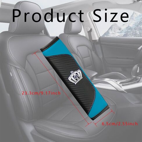 Car Seat Belt Cover, Carbon Fiber Safety Seatbelt Shoulder Strap Covers, Diamond Crown Gear Shifter Cover, Car Safety Strap Covers Car Interior Accessories Fit for Cars, SUVS, Trucks (Black) in Kuwait