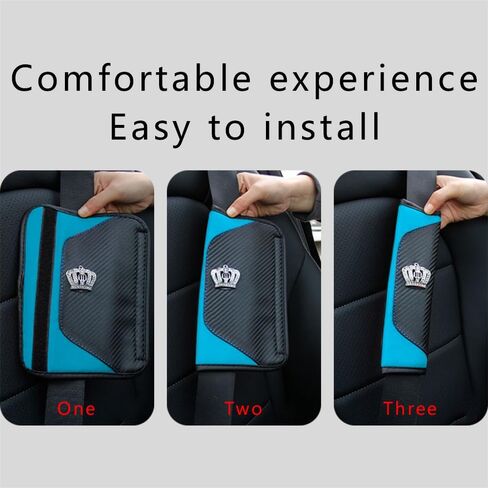 Car Seat Belt Cover, Carbon Fiber Safety Seatbelt Shoulder Strap Covers, Diamond Crown Gear Shifter Cover, Car Safety Strap Covers Car Interior Accessories Fit for Cars, SUVS, Trucks (Black) in Kuwait