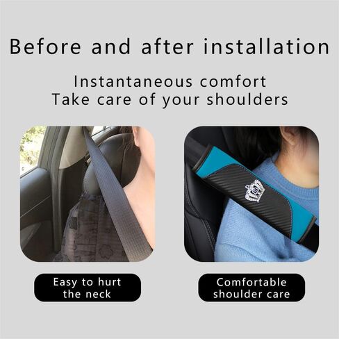 Car Seat Belt Cover, Carbon Fiber Safety Seatbelt Shoulder Strap Covers, Diamond Crown Gear Shifter Cover, Car Safety Strap Covers Car Interior Accessories Fit for Cars, SUVS, Trucks (Black) in Kuwait