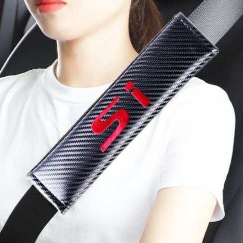 2Pcs Carbon Fiber Leather Seat Belt Cushions Shoulder Pad Soft for Accord Accessories, Embroidered Accord Logo Car Seat Belt Pads Safety Belt Cover Pad More Comfortable Driving in Saudi Arabia