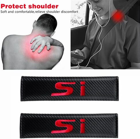 2Pcs Carbon Fiber Leather Seat Belt Cushions Shoulder Pad Soft for Accord Accessories, Embroidered Accord Logo Car Seat Belt Pads Safety Belt Cover Pad More Comfortable Driving in Saudi Arabia