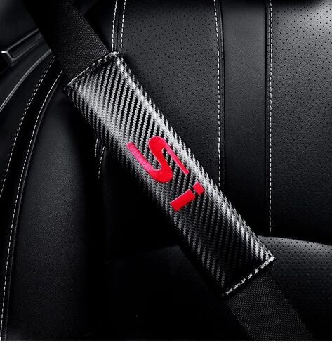 2Pcs Carbon Fiber Leather Seat Belt Cushions Shoulder Pad Soft for Accord Accessories, Embroidered Accord Logo Car Seat Belt Pads Safety Belt Cover Pad More Comfortable Driving in Saudi Arabia