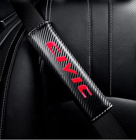 2Pcs Carbon Fiber Leather Seat Belt Cushions Shoulder Pad Soft for Accord Accessories, Embroidered Accord Logo Car Seat Belt Pads Safety Belt Cover Pad More Comfortable Driving in Saudi Arabia