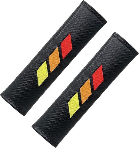 Tricolor Seat Belt Shoulder Pads for Toyota Tacoma 4Runner Tundra Rav4 Highlander Accessories, Leather Seat Belt Covers with Retro Classic Embroidered Logo(4PCS) in Saudi Arabia