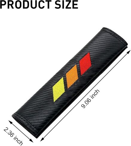 وسادات كتف حزام الأمان ثلاثية الألوان لسيارة Toyota Tacoma 4Runner Tundra Rav4 Highlander، أغطية حزام الأمان الجلدية مع شعار مطرز كلاسيكي قديم (زوج واحد، أحمر/برتقالي/أصفر) in Kuwait